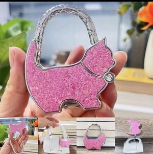 Pink Glitter Cat Purse Hook